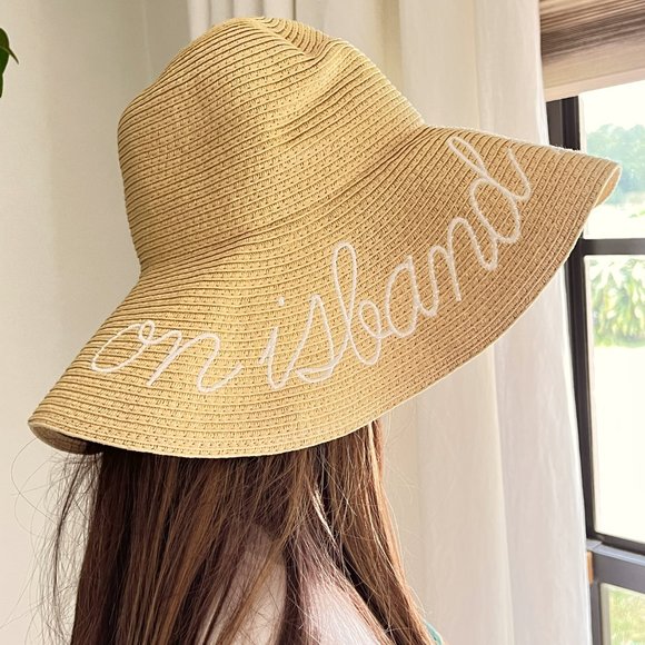 J CREW on Island Time Embroidered Straw Summer Hat - Picture 2 of 5